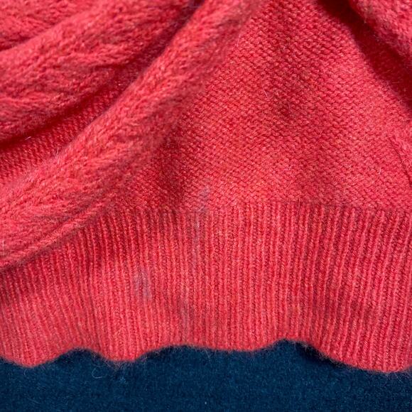 Anthropologie Sleeping on Snow Womens Sweater Orange V Neck Cable Knit Wool XL - Picture 12 of 13